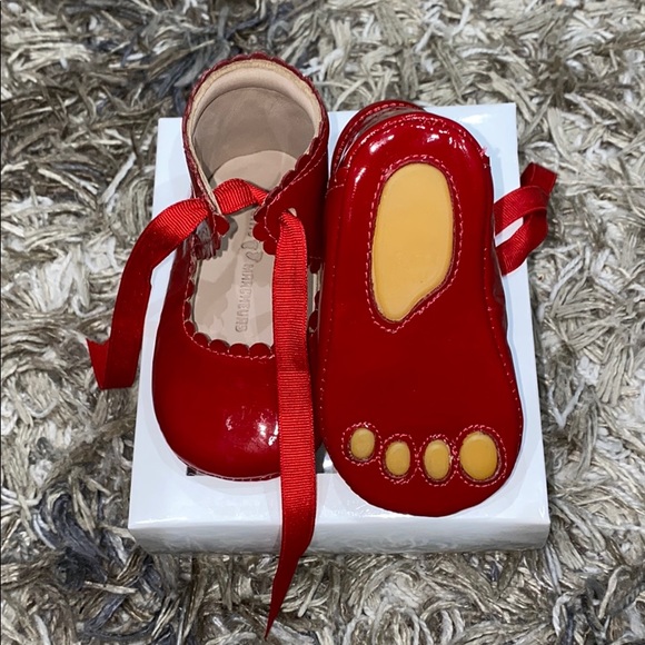Red Patent Leather Infant Booties - Picture 4 of 5